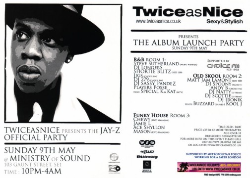 Twice As Nice Jay Z Album Launch @ Ministry Of Sound